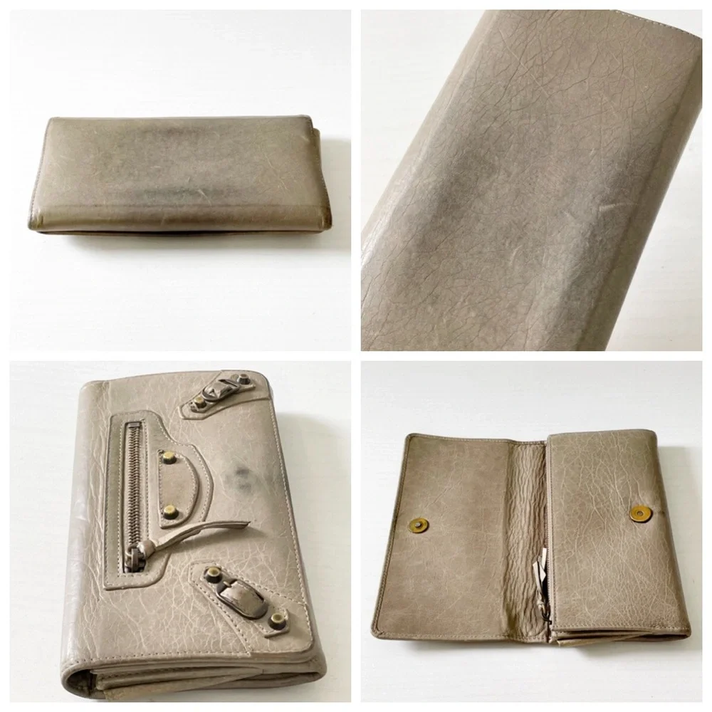 Balenciaga gray leather classic city long wallet